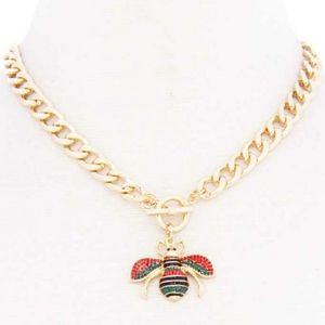 Rhinestone queen bee necklace